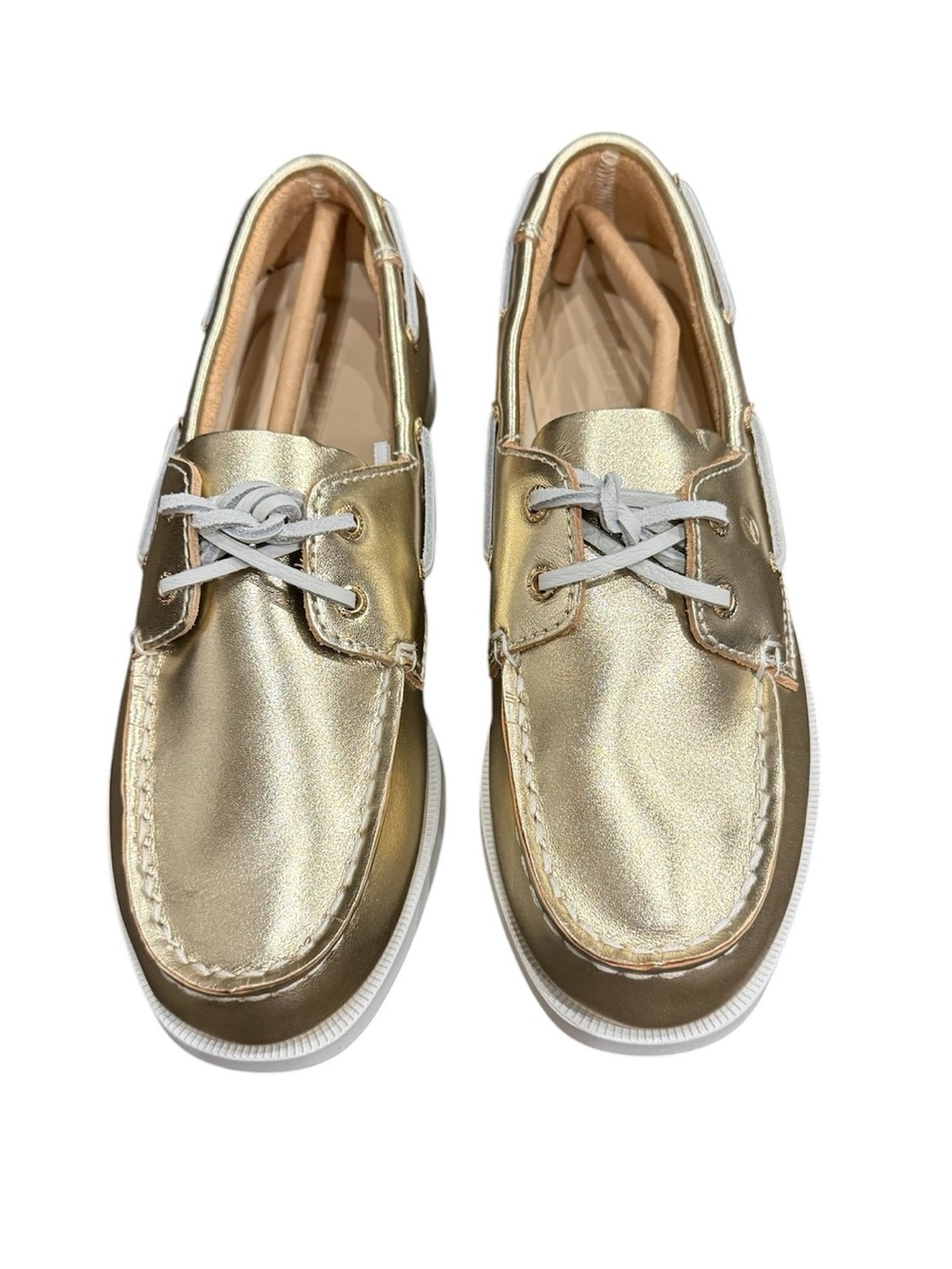 Sperry kids authentic Original metallic gold leather 2-eye boat shoe 3 NEW
